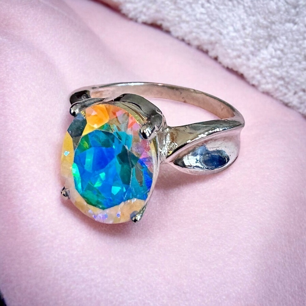 Vintage Badavici Mystic Topaz Sterling Silver Ring (9)